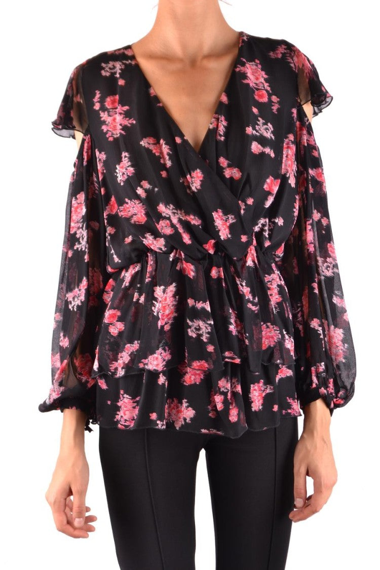 Pinko Floral Print Black Sheer Blouse