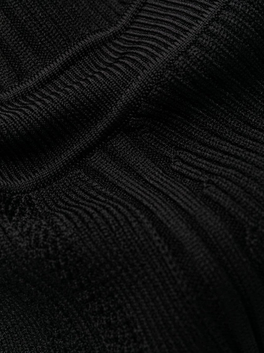 Balmain Square Neck Ribbed Knit Midi Dress