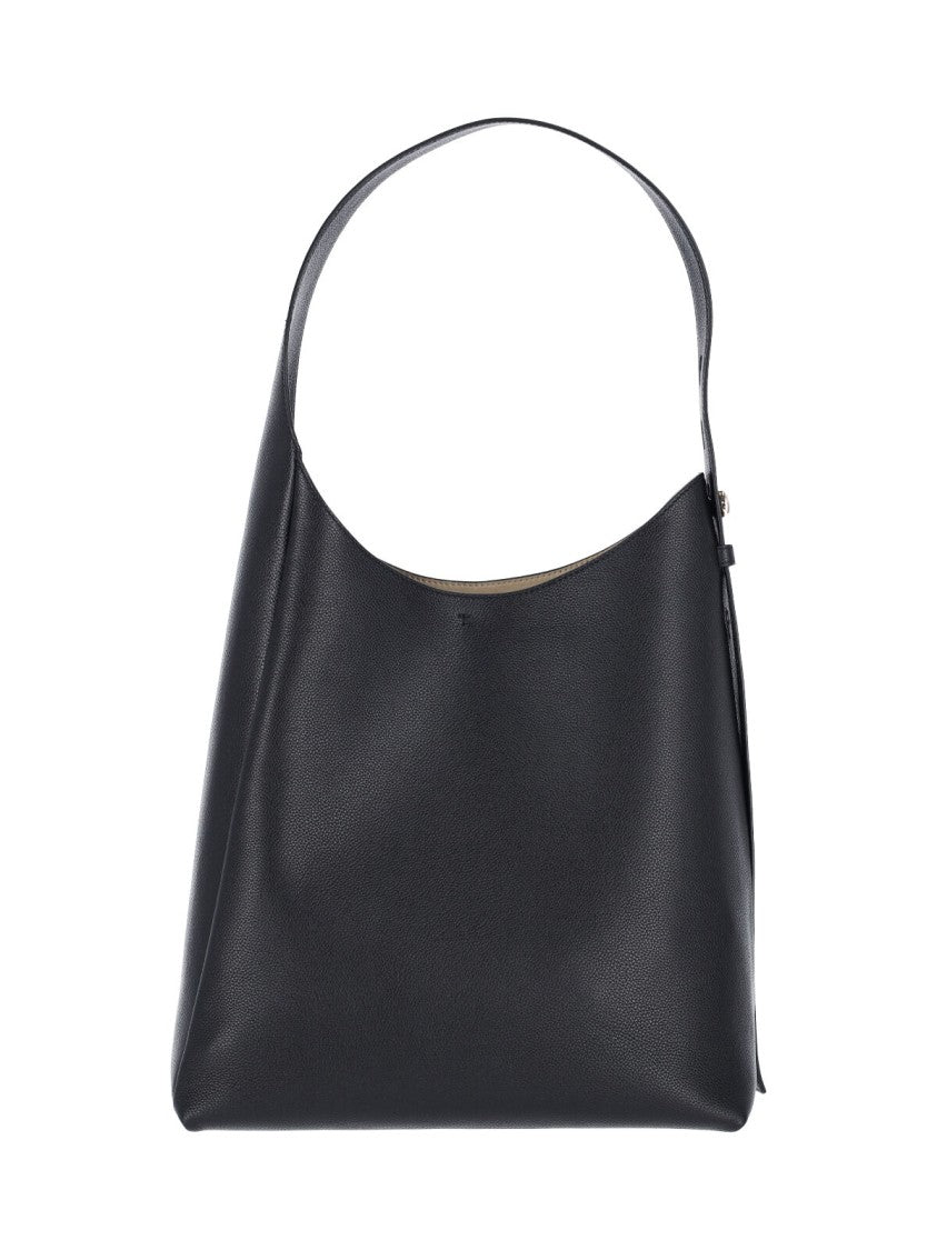 Tory Burch Structured Black Calf Leather Shoulder Bag
