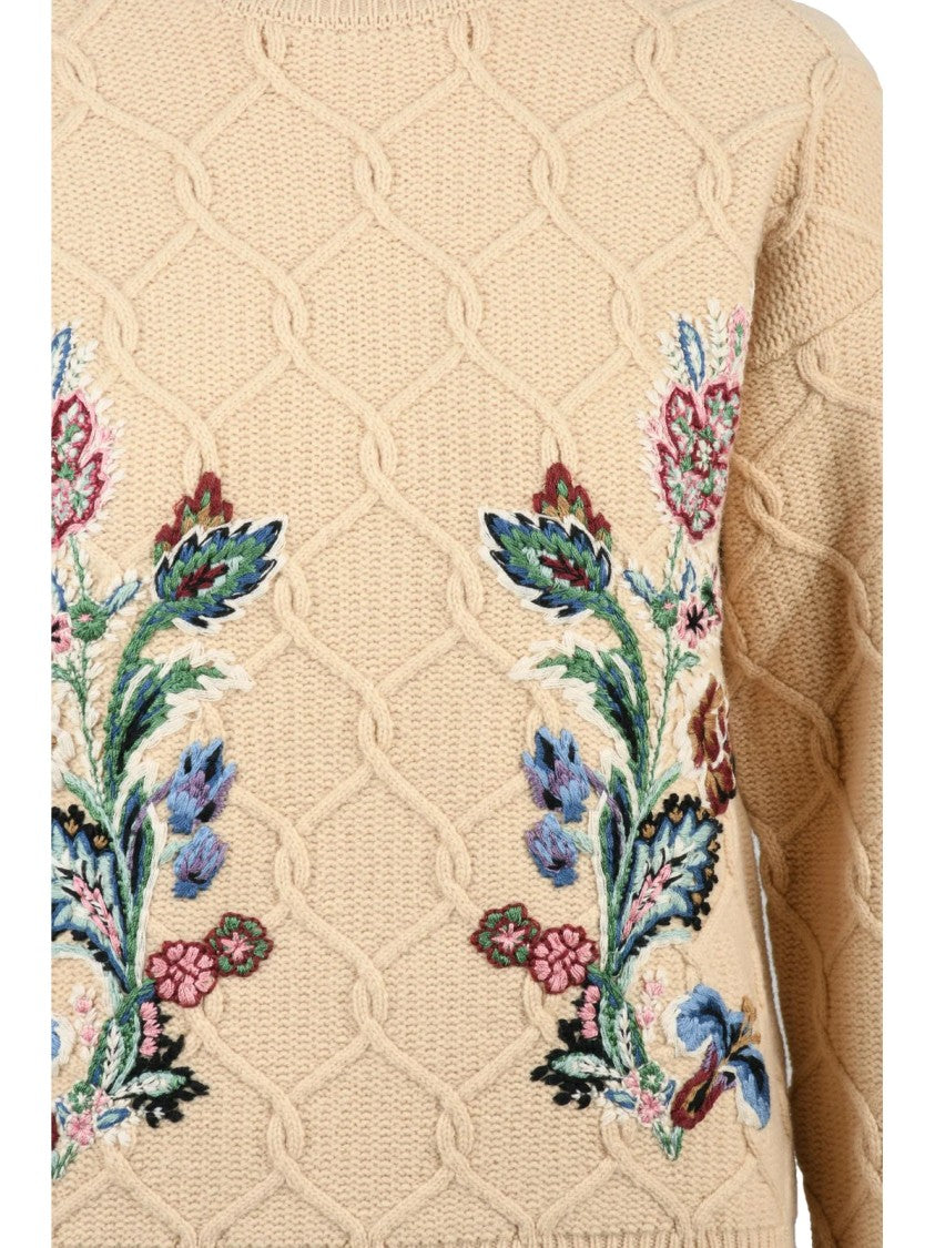 Etro Crew Neck Sweater With Raised Embroidery Detail