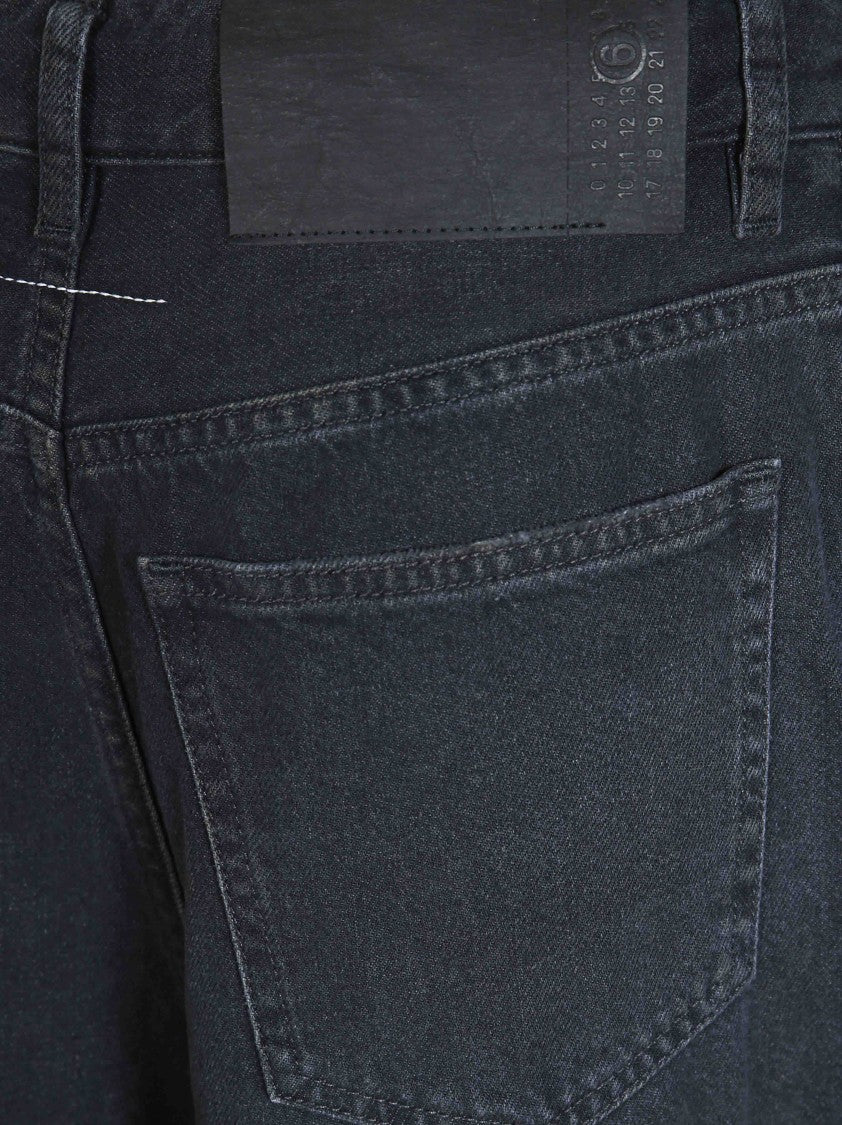 Mm6 By Maison Margiela Wide-Leg Drawstring Denim Jeans