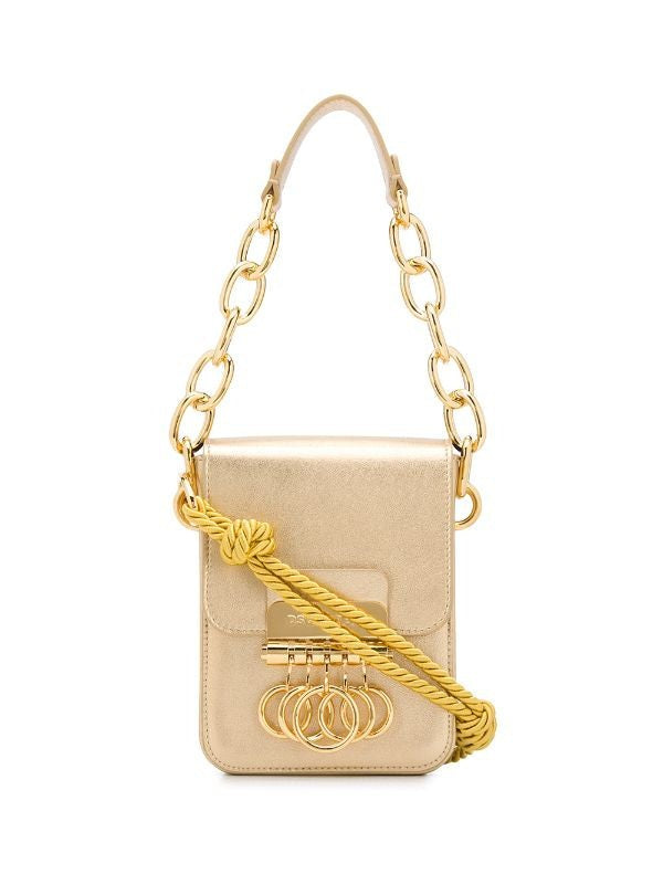 Dsquared2 Structured Gold Shoulder Bag With Chunky Chain Handle