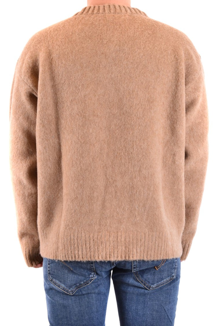 Paura Relaxed Fit Round Neck Wool Sweater