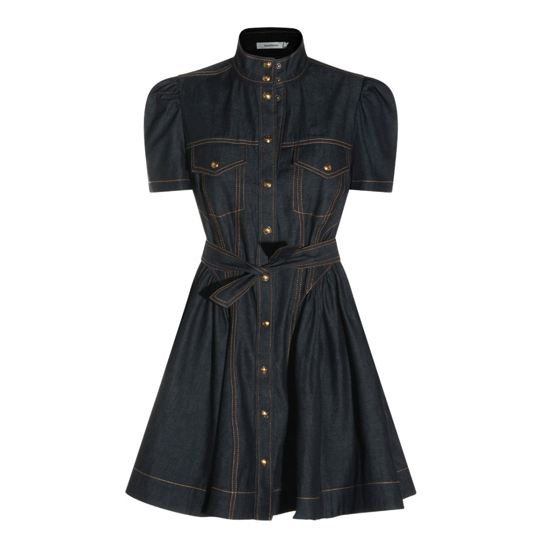 Zimmermann Onyx Blue Cotton Pleated A-Line Mini Dress