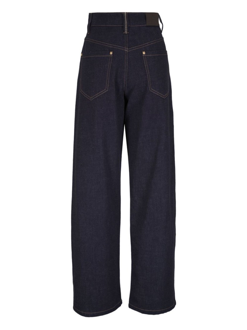 Brunello Cucinelli Wide-Leg Denim Trousers With High Waist