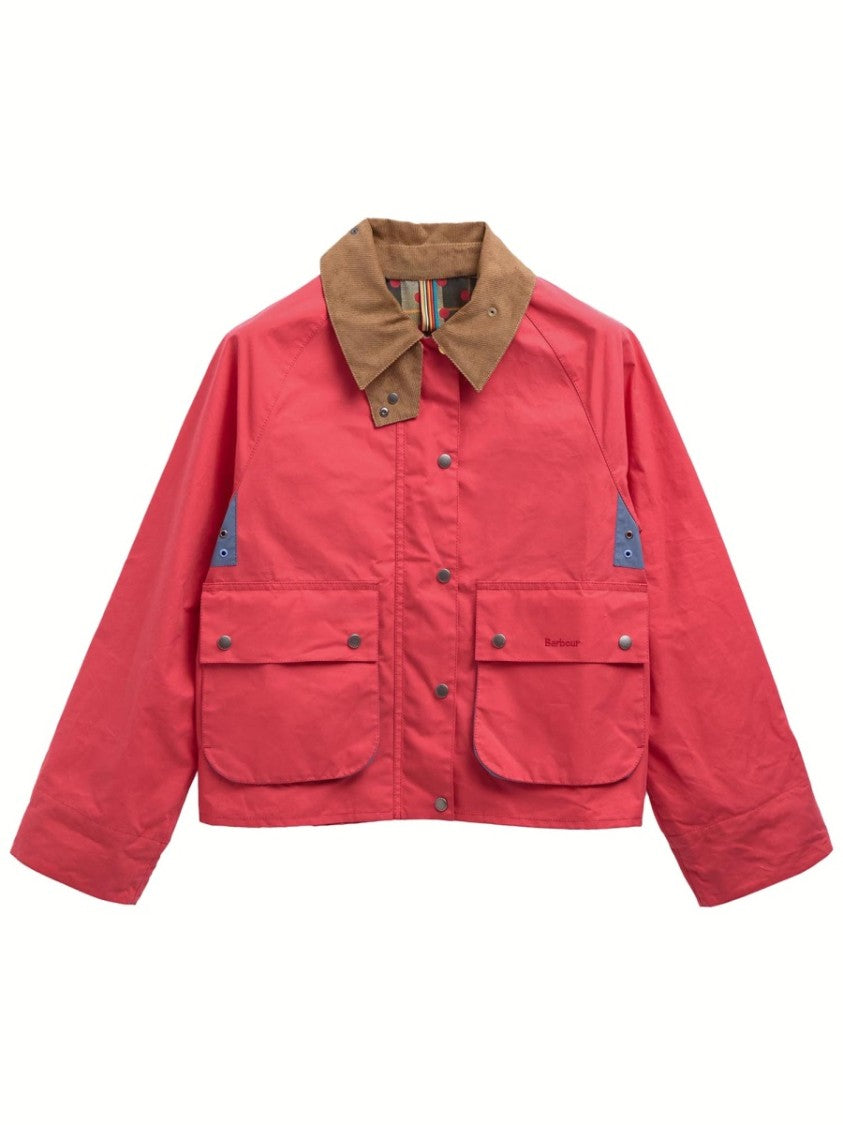 Paul Smith X Barbour Cropped Jacket With Coral Pink Body