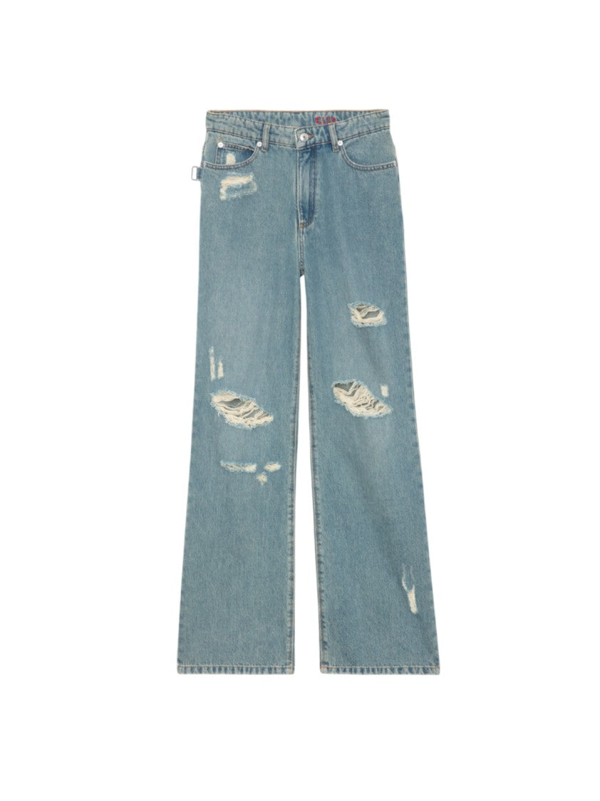 Zadig & Voltaire High-Waisted Wide-Leg Jeans With Distressed Detailing
