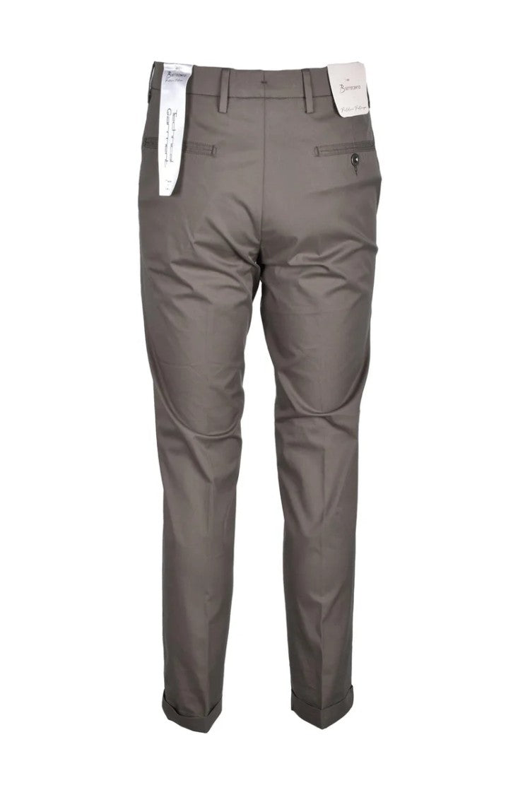 Bsettecento Tailored Green Trousers With Mid-Rise Waist And Minimalist Design