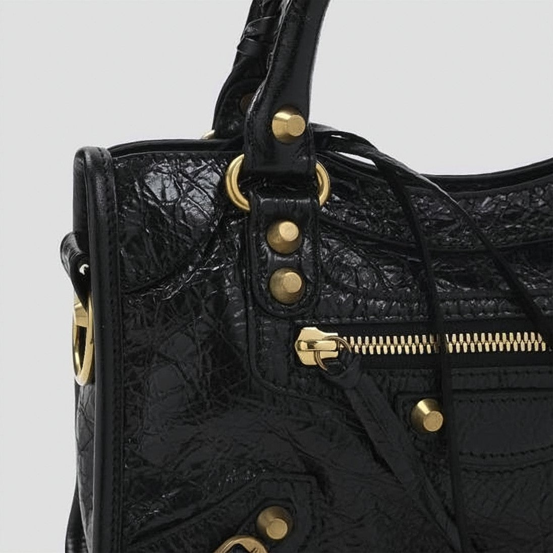 Balenciaga Textured Lambskin Mini Handbag With Glossy Finish