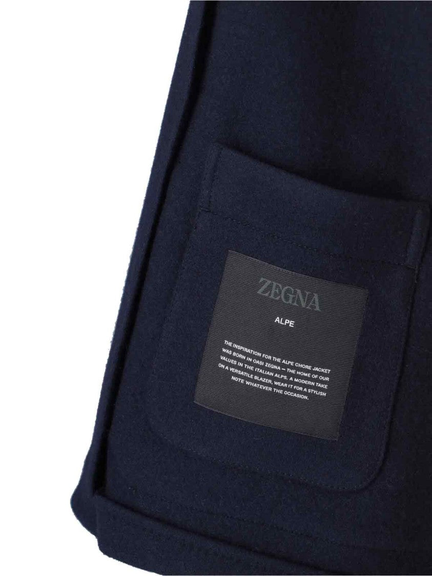 Zegna Wool-Cashmere Shirt Jacket – Navy Blue
