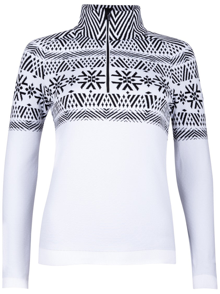 Newland Long-Sleeved Geometric Pattern Top With High Collar