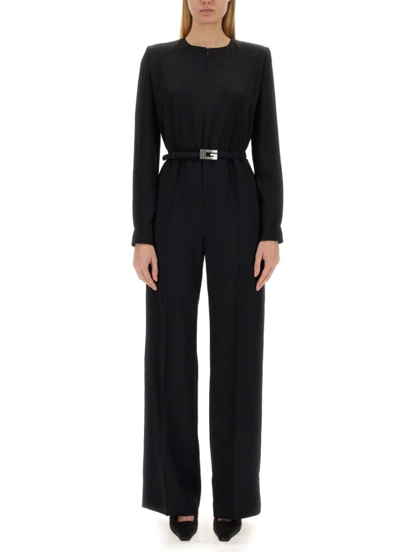 Gucci Viscose Jumpsuit With Belted Waist And Refined Silhouette