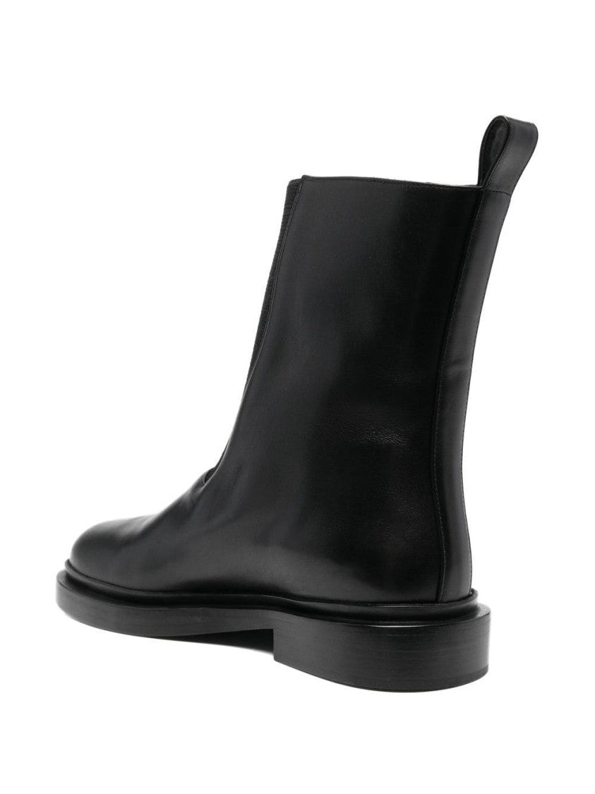 Jil Sander Refined Black Leather Ankle Boots With Minimalist Design