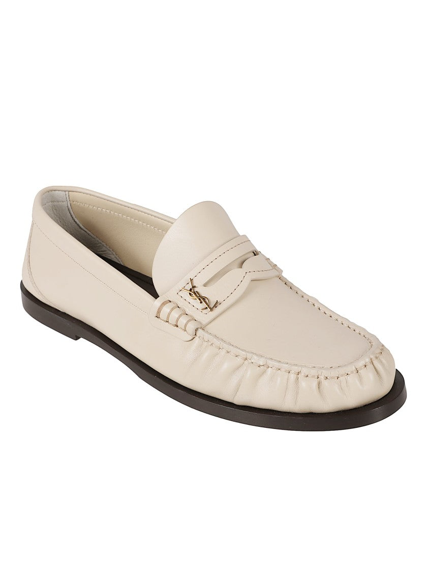 Saint Laurent Moccasin-Style Leather Flat Shoes With Decorative Strap