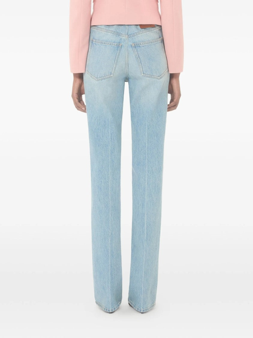 Valentino High-Waisted Straight-Leg Denim Pants