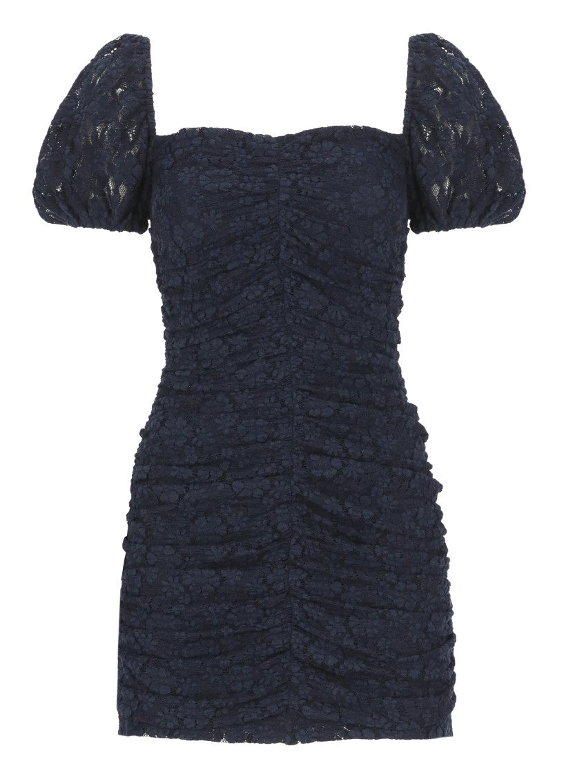 Rotate Micro Lace Dress With Balloon Sleeves