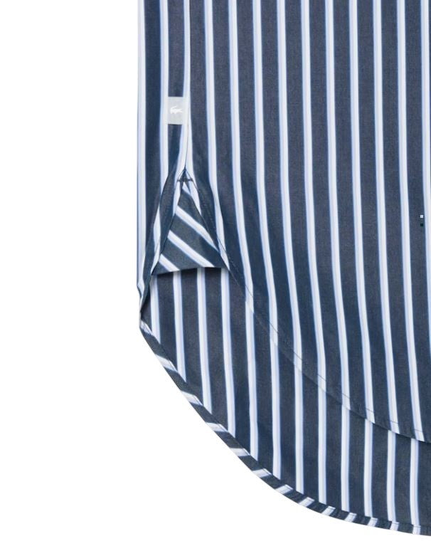 Lacoste Long-Sleeved Blue Cotton Poplin Shirt