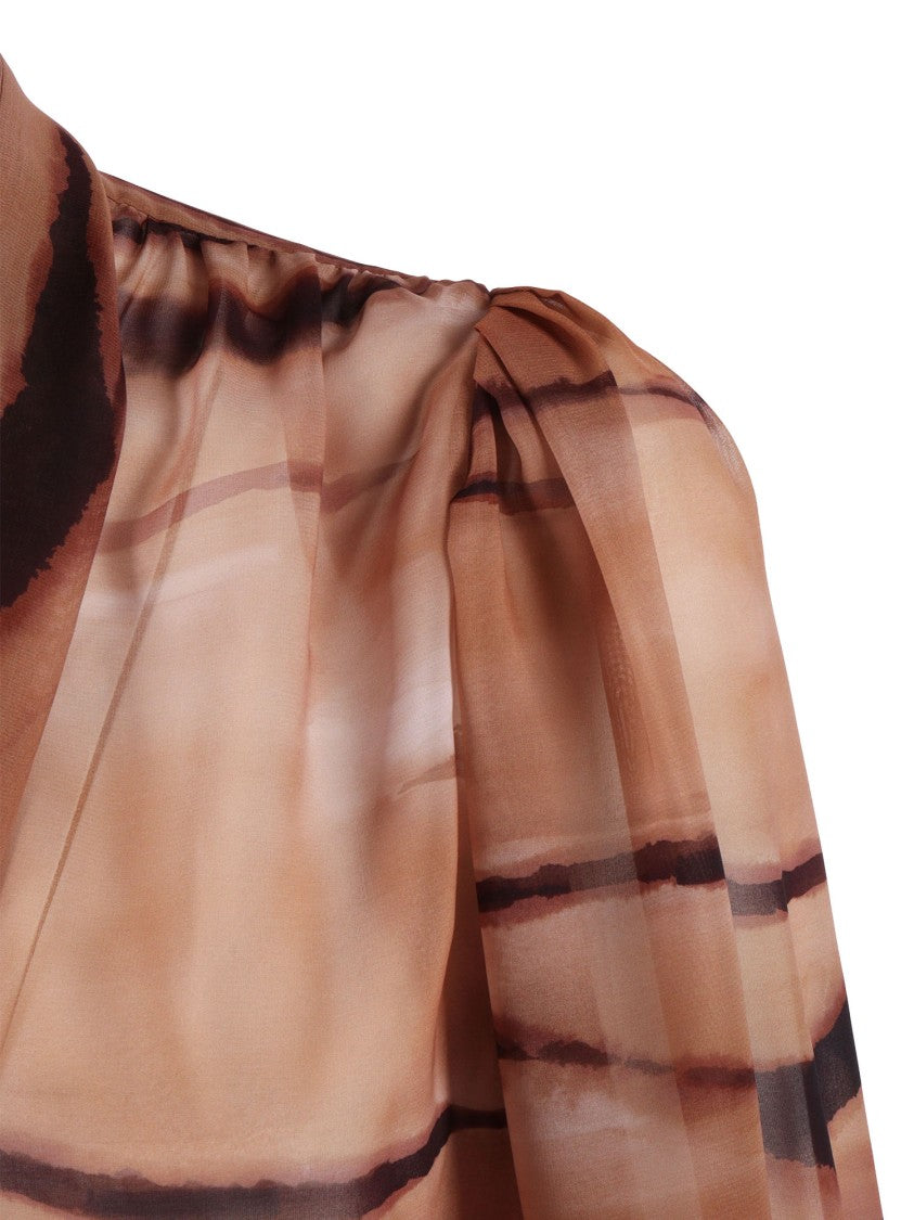 Elisabetta Franchi Cropped Tie Neck Puff Blouse