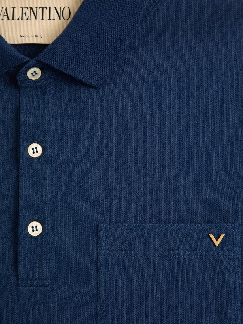 Valentino Structured Collar Cotton Polo Shirt
