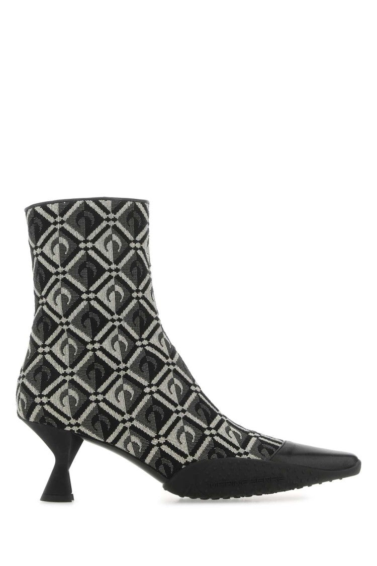 Marine Serre Embroidered Cotton Blend Moon Diamant Ankle Boots