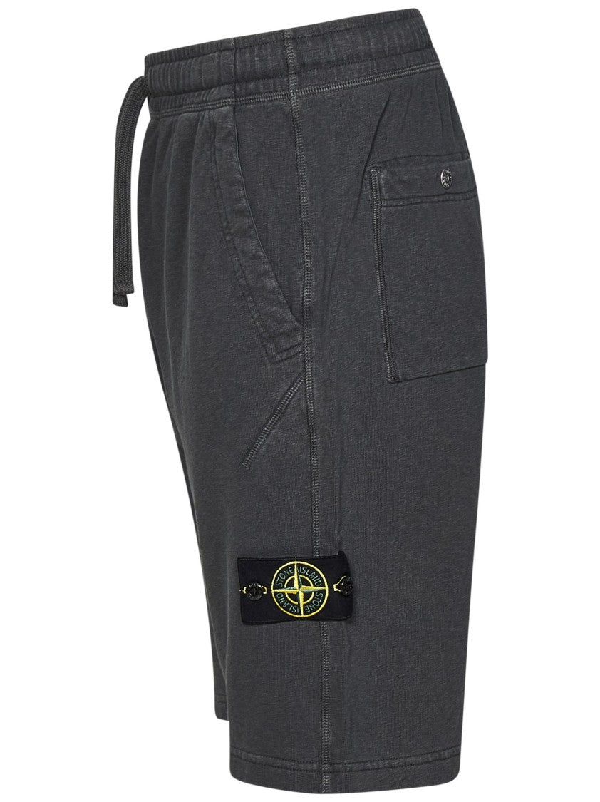 Stone Island Relaxed Fit Grey Malfilé Cotton Fleece Shorts