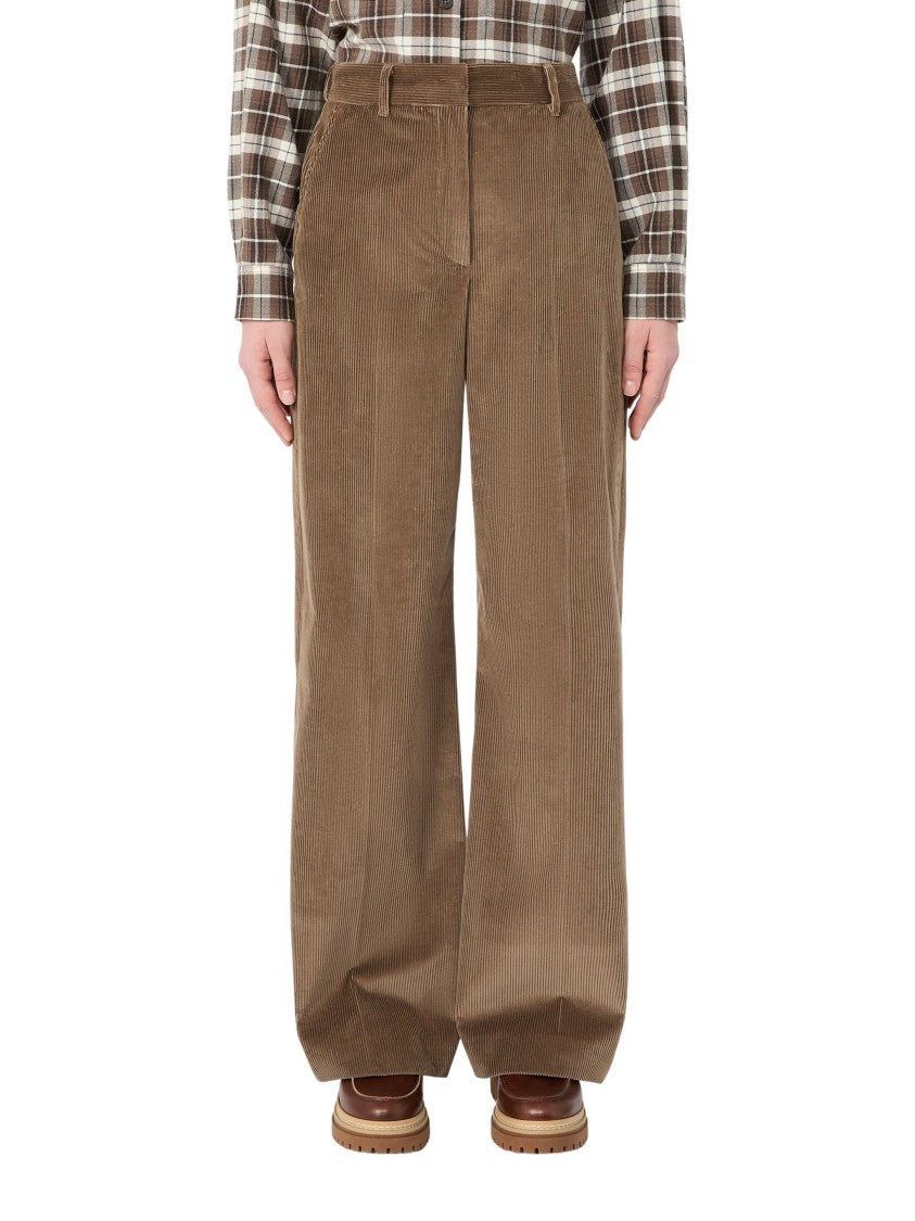 Weekend Wkdtania Brown Cotton Corduroy Wide-Leg Pants