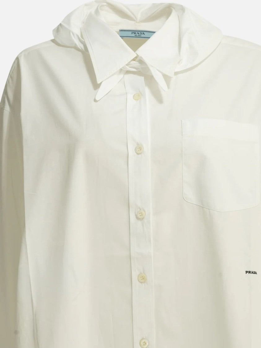 Prada Button-Down Shirt With Pointed Collar And Subtle Stripe Cuffs