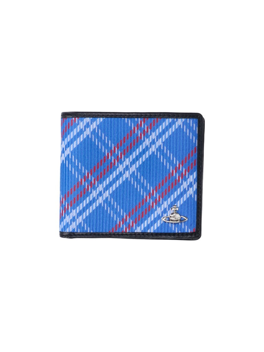 Vivienne Westwood Stuart Check Bi-Fold Wallet With Silver Orb Logo