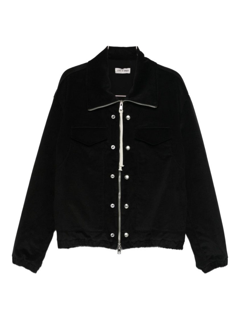 State Of Order Boxy-Fit Black Velvet Jacket With Logo