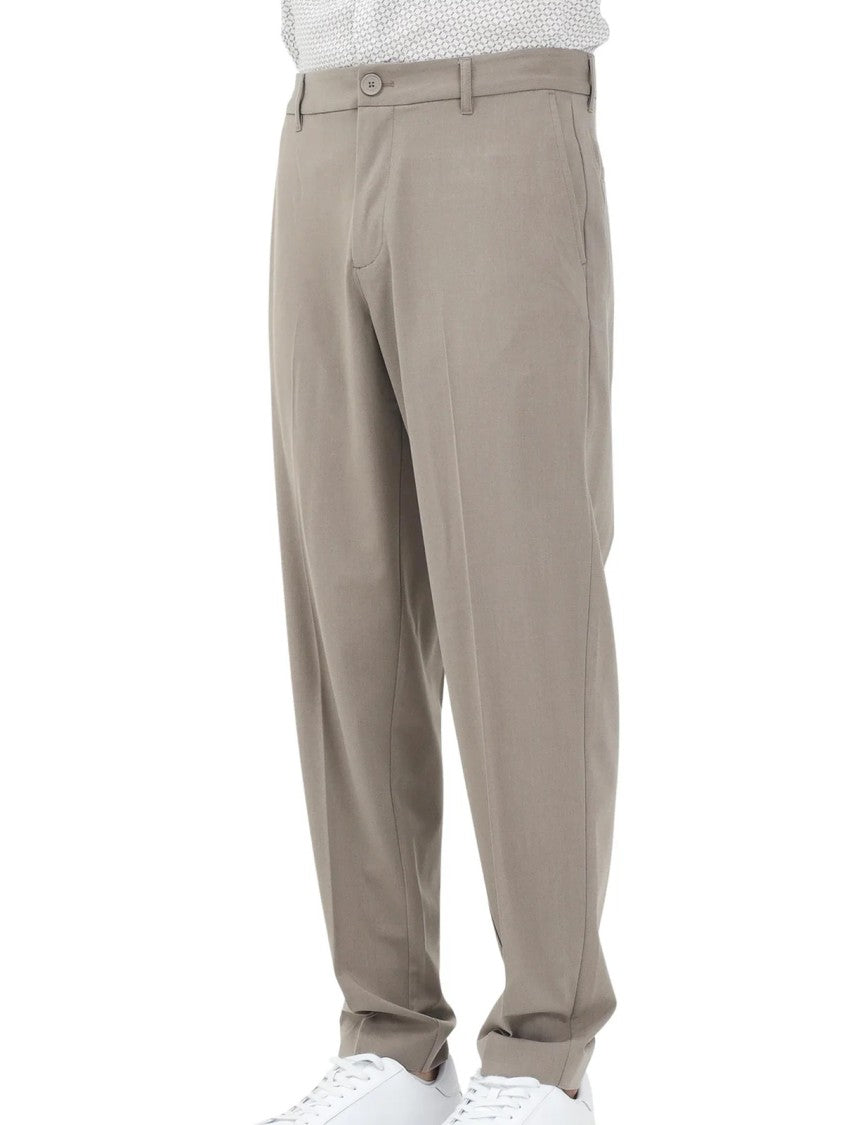 Armani Exchange Taupe Straight-Leg Wool-Blend Pants