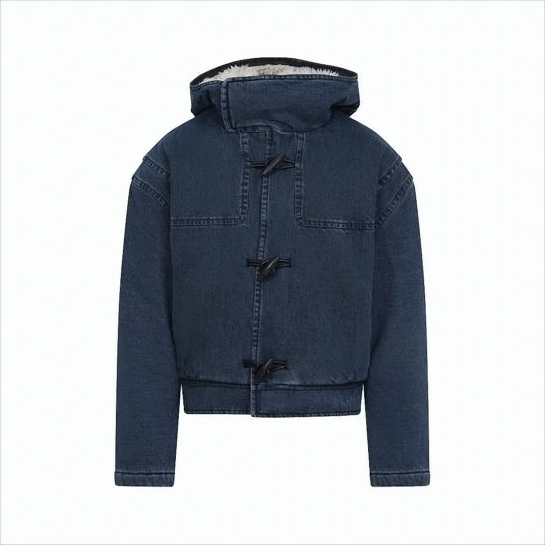 Jacquemus Structured Dark Denim Jacket With Shearling Lining