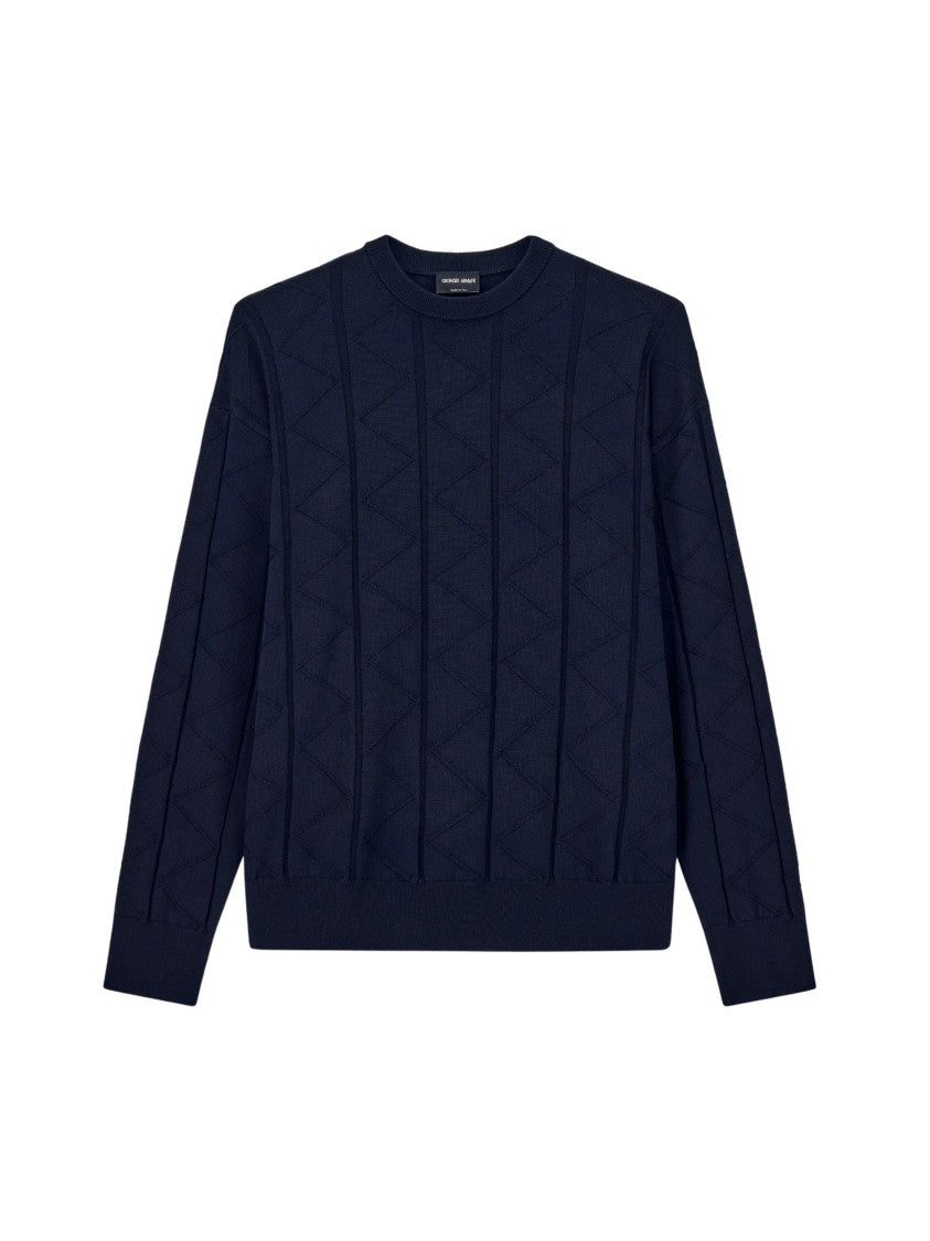 Giorgio Armani Chevron Pattern Regular-Fit Virgin Wool Sweater