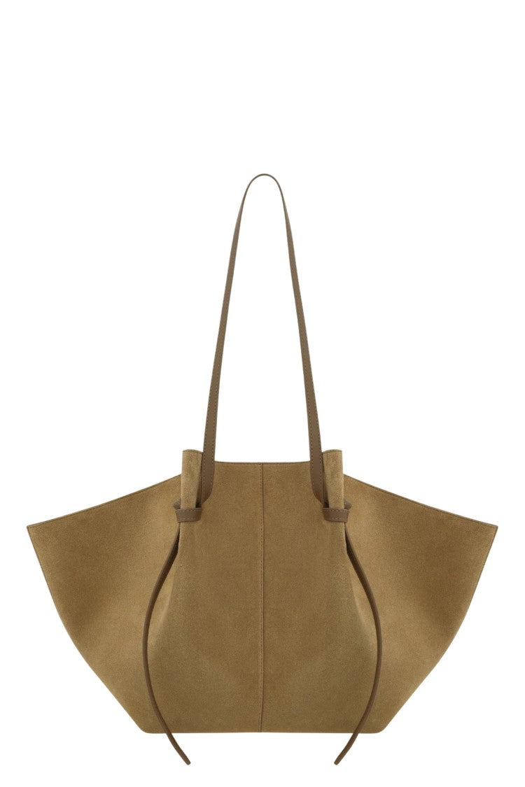 Yuzefi Fennel Large Mochi Knot Handle Suede Tote Bag