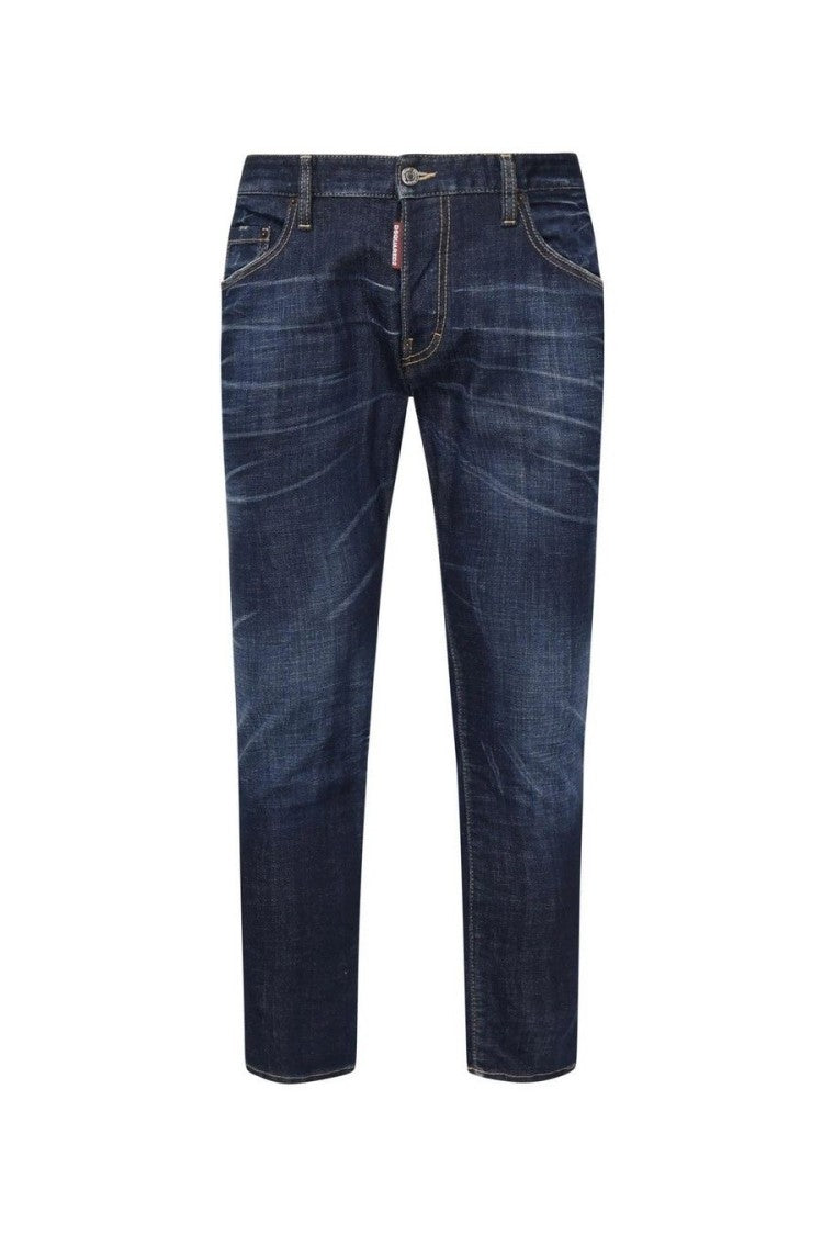 Dsquared2 Blue Cotton-Elastane Dark Rinse Skater Jeans