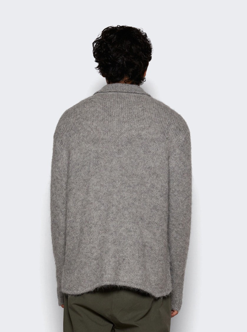 The Elder Statesman Thistle Button Up Sweater Light Grey