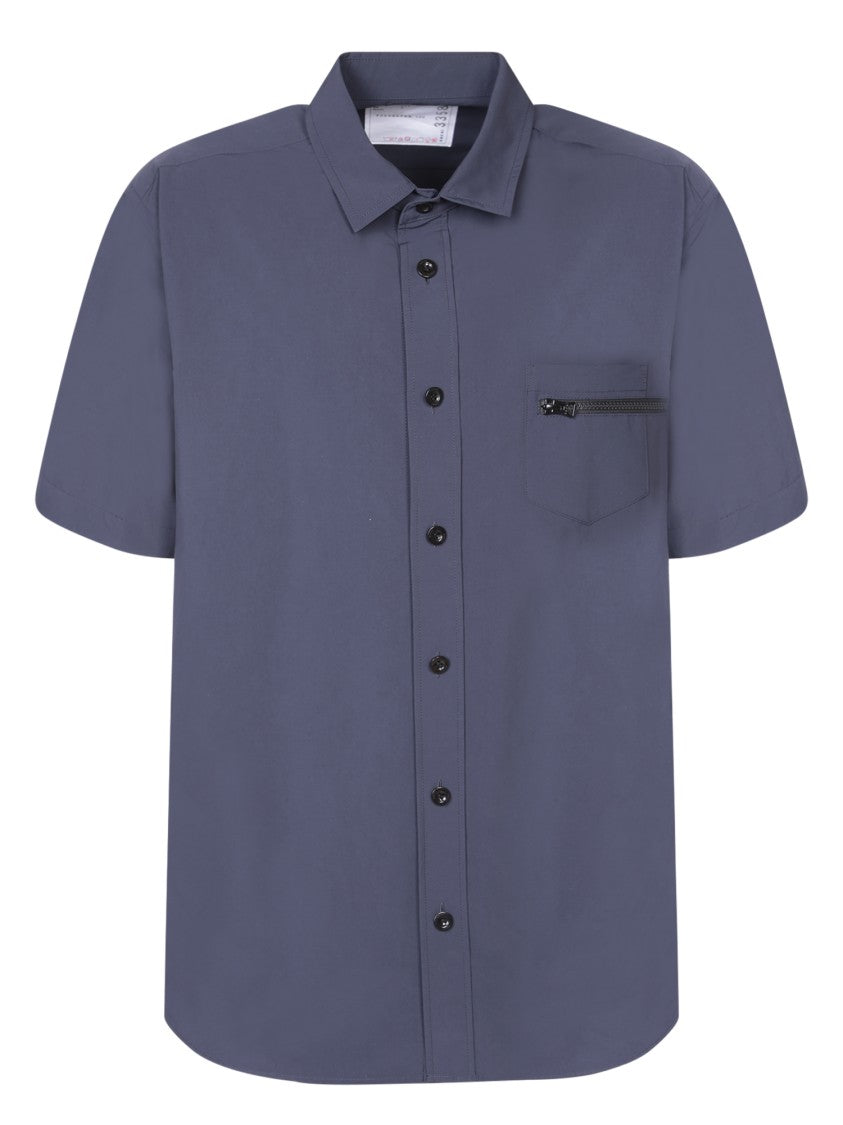 Sacai Blue Taffeta Short Sleeve Shirt