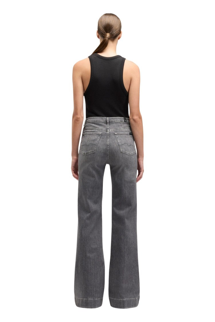 7 For All Mankind Slim-Fit Wide-Leg Jeans In Soho Grey Denim