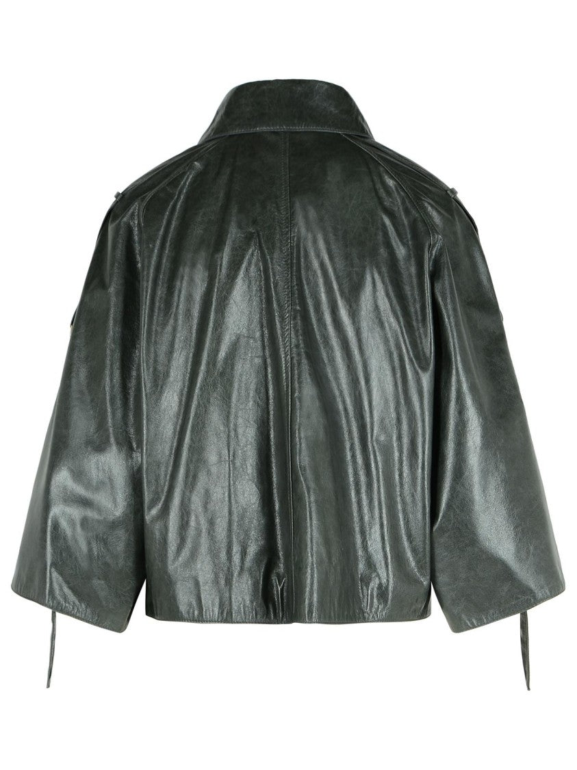 Max Mara 'Tenace' Grey Leather Jacket