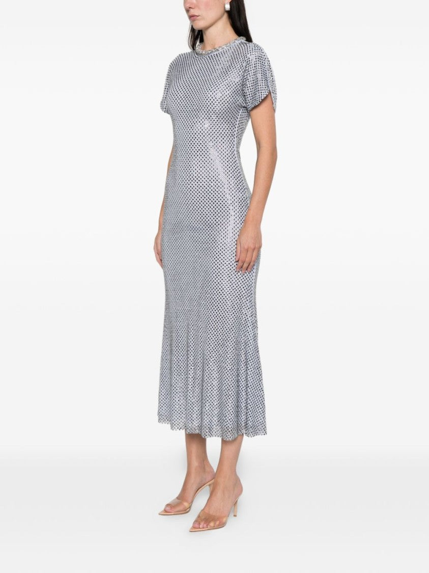 Self-Portrait Fitted Midi Dress With Reflective Embellishments