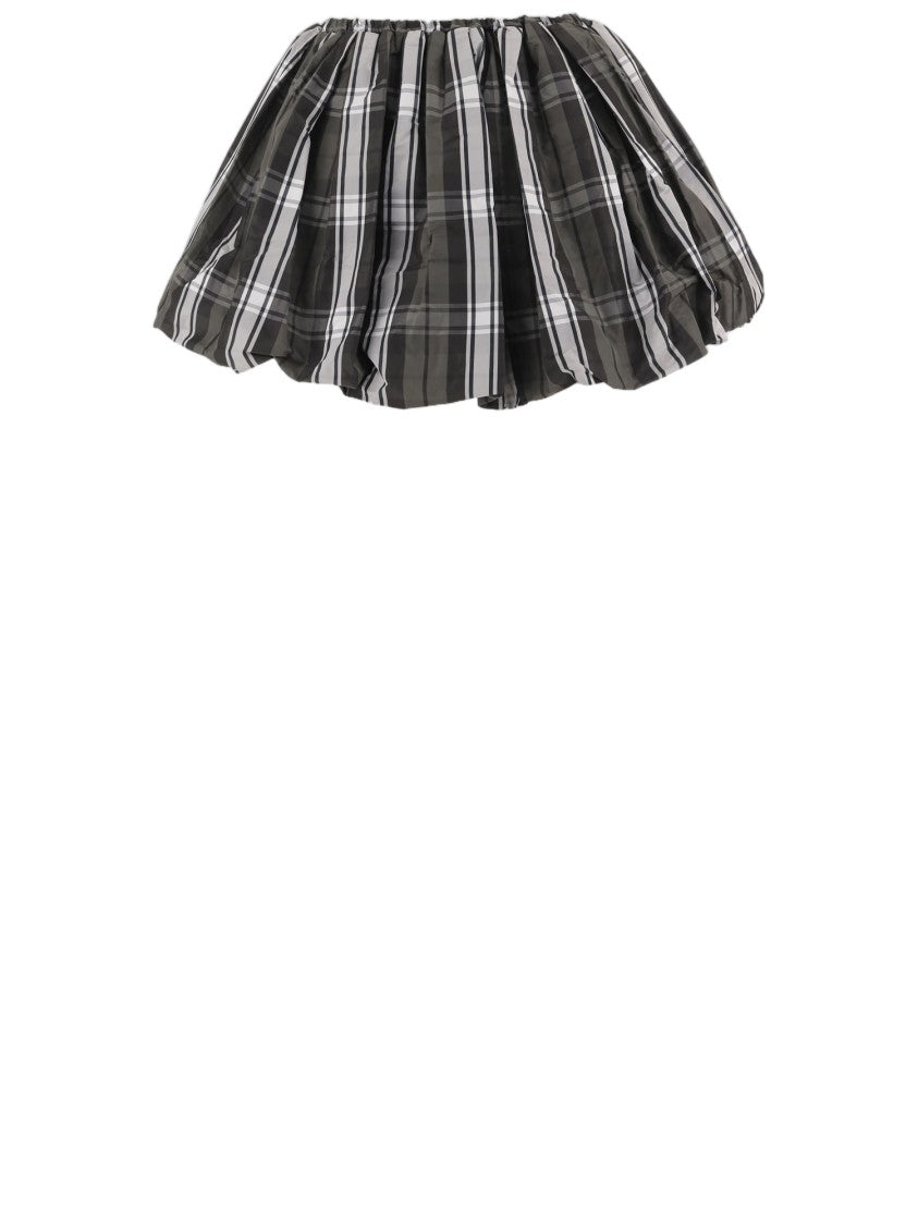 Patou Multi Wide-Leg Check Pattern Nylon Flared Skirt