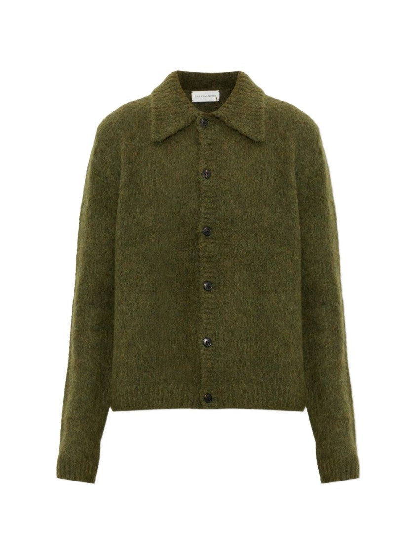 Dries Van Noten Textured Button-Up Sweater With Classic Collar