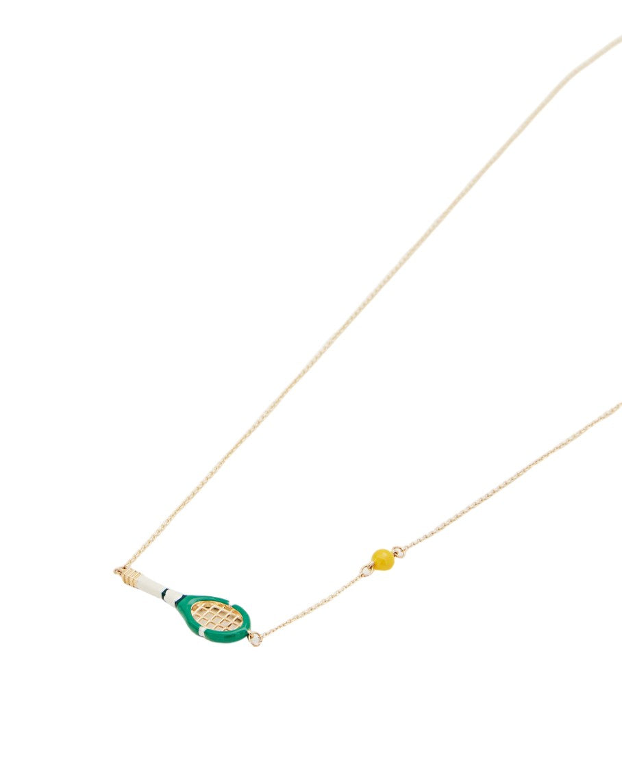 Aliita Gold/Green Tennis Pelota 9K Gold Necklace