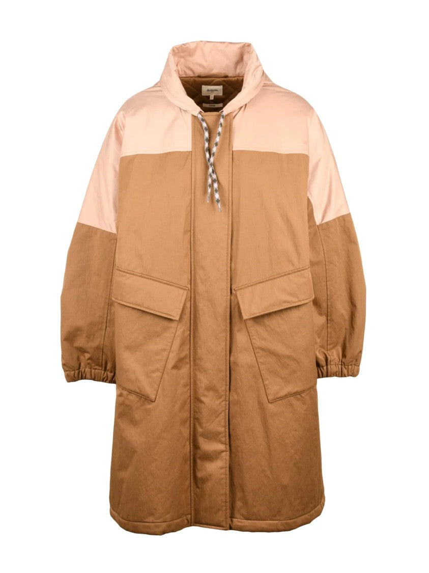 Bellerose Beige Quilted Removable Hood Acrylic-Blend Coat