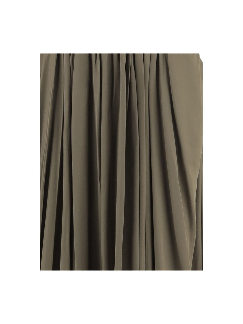 Sa Su Phi Pleated Long Skirt In Soft Cotton-Blend Fabric