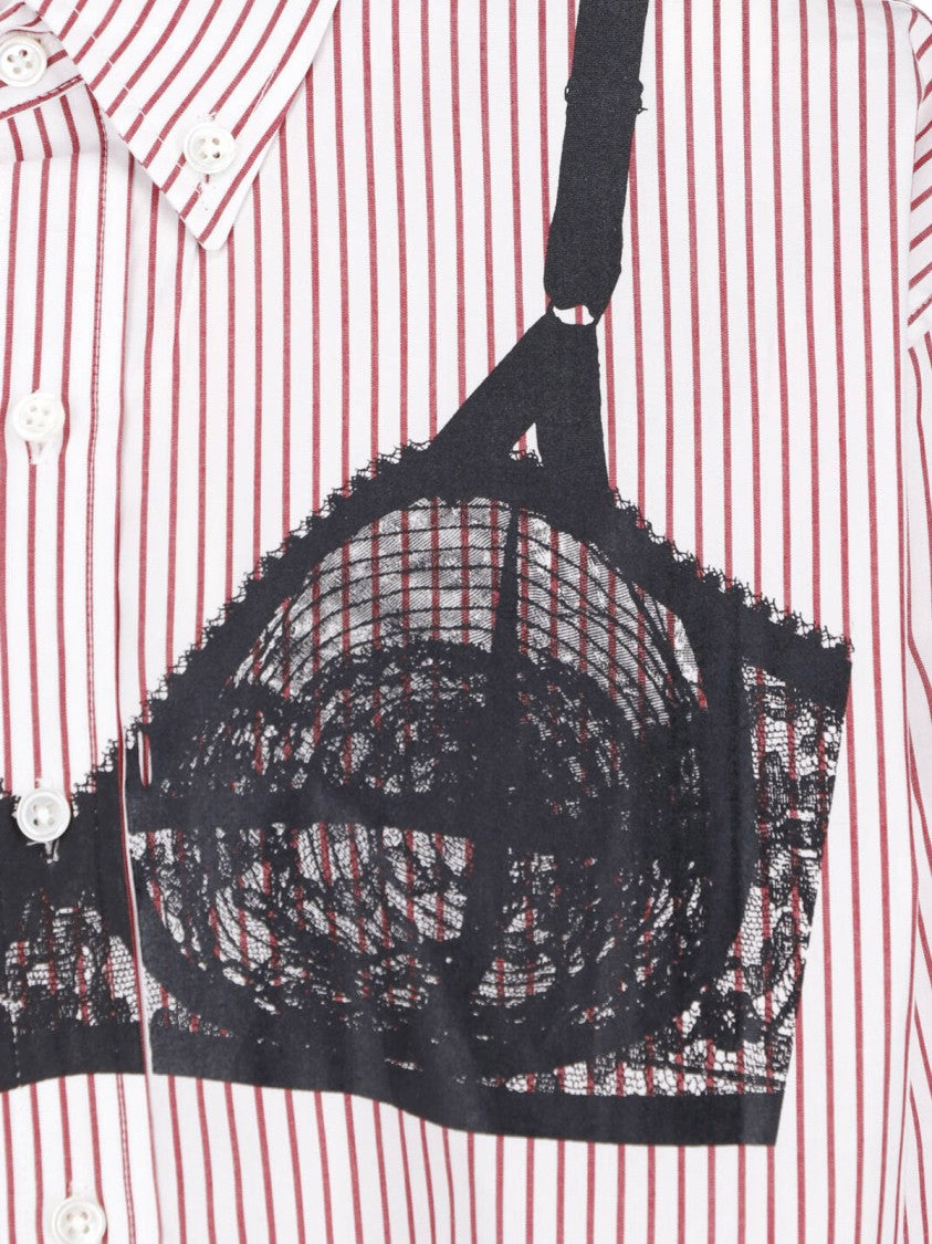 Vaquera Red/White Striped Lace Overlay Shirt