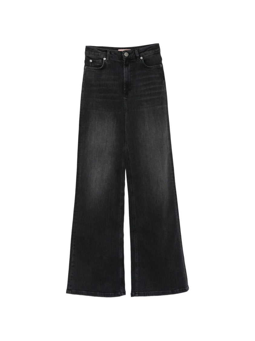 Twin-Set High-Waisted Wide Leg Pants With Classic Five-Pocket Styling