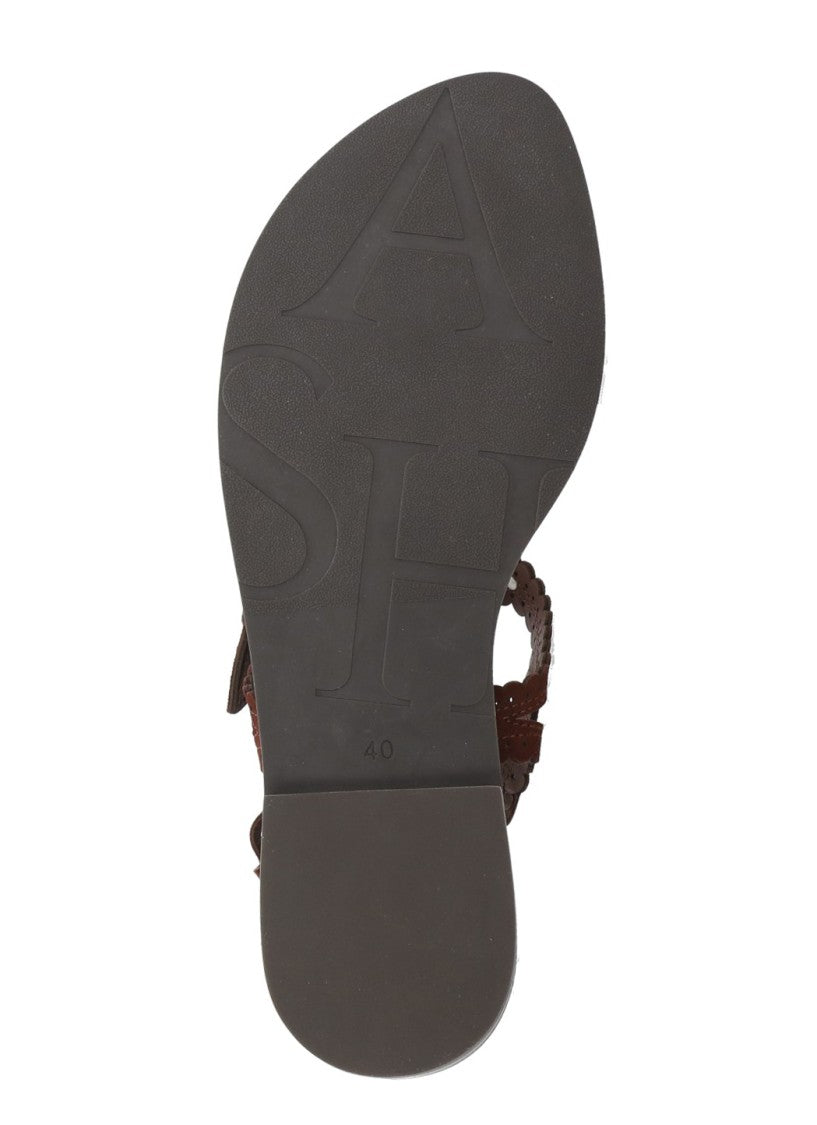 Ash Bordeaux Paprika Studded Suede Sandals