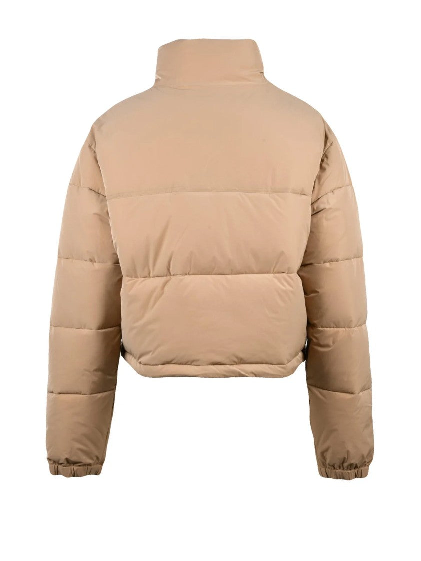 Faak Beige High Collar Padded Polyester Short Down Jacket