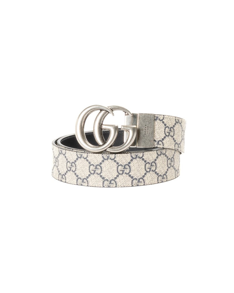 Gucci Marmont Reversible Gg Supreme Canvas Belt - Blue