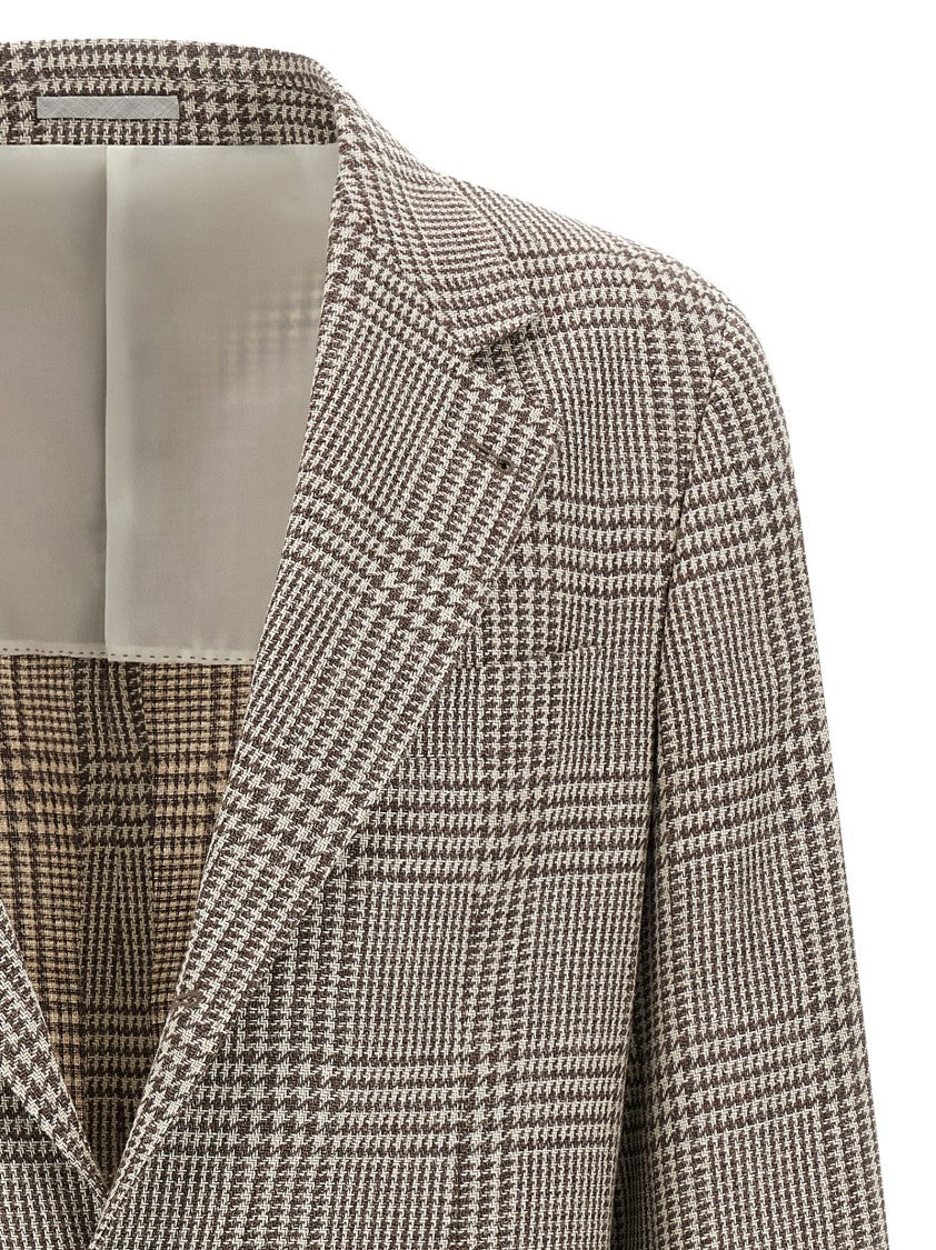 Brunello Cucinelli Deconstructed Houndstooth Wool-Alpaca-Silk Blend Blazer